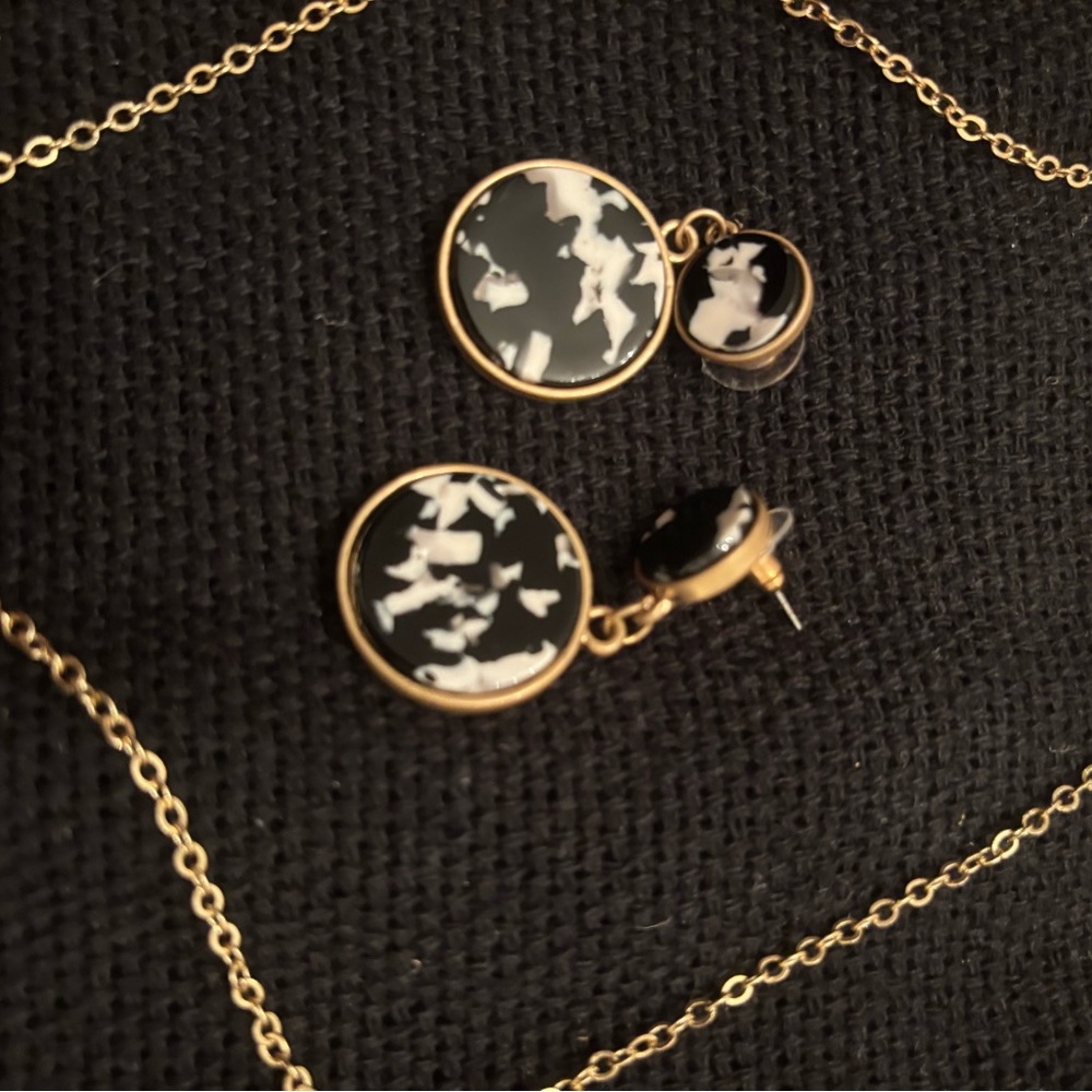 Black and White Dangle Earrings